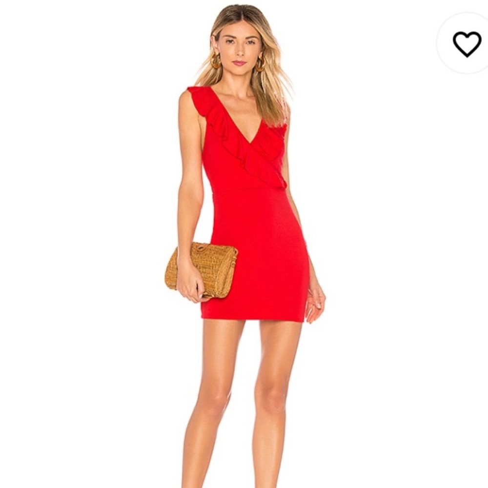 Superdown Flora Ruffle Dress Red
